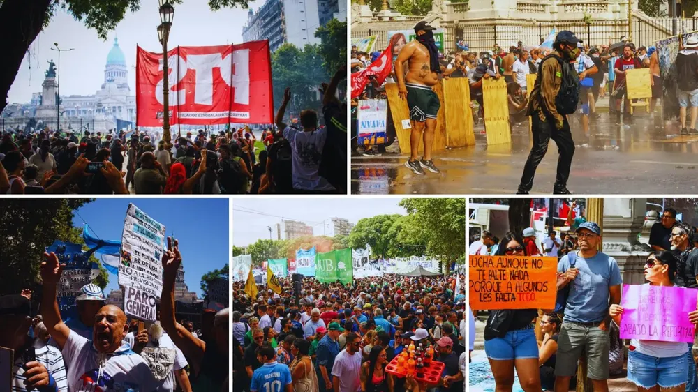 Protestas contra la reforma laboral esclavista del régimen de Milei. 