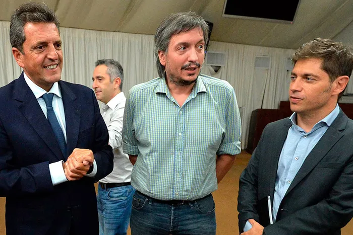 Sergio Tomás Massa, Máximo Carlos Kirchner y  Axel Kicillof.