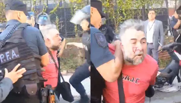 Represión de la policía del régimen de Milei a trabajadores de prensa.