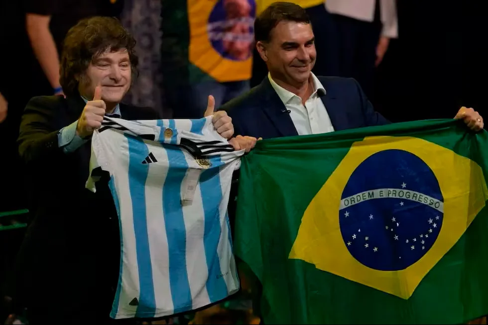 Javier Gerardo Milei y Flávio Nantes Bolsonaro.