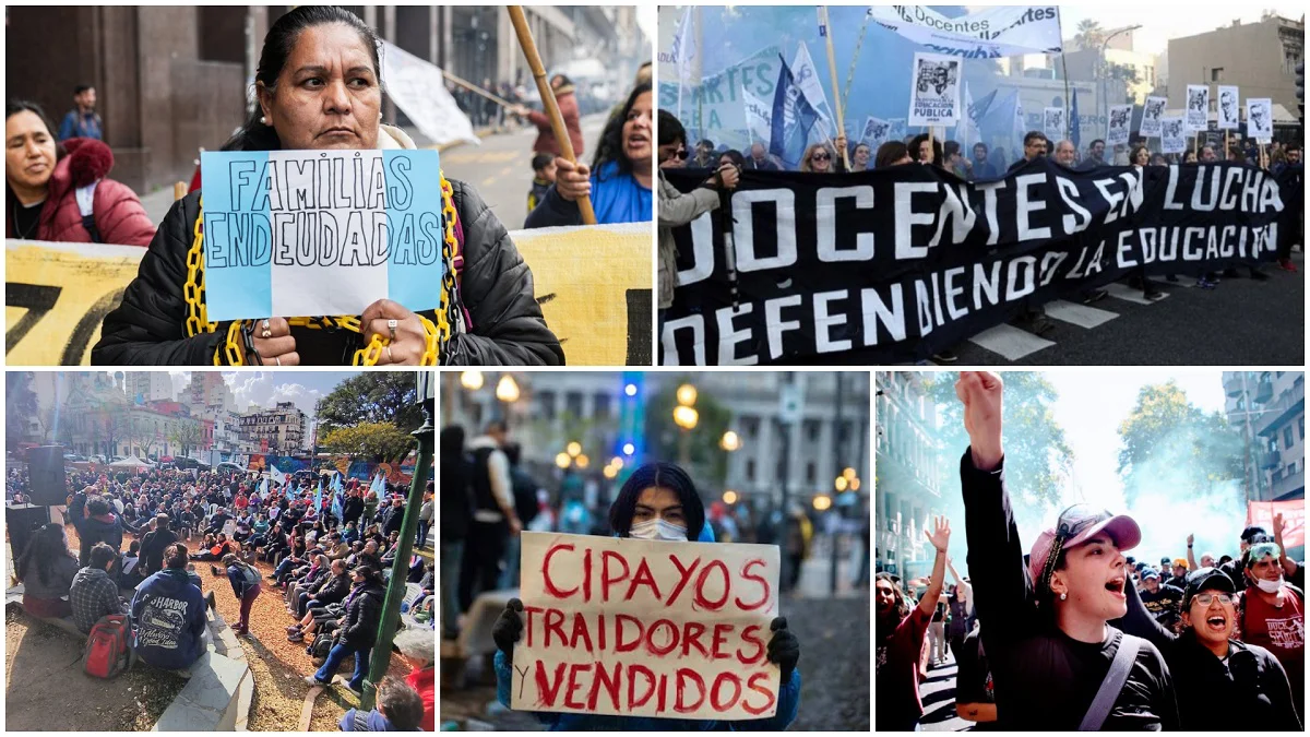 Marchas y movilizaciones contra el régimen libertario de Milei.