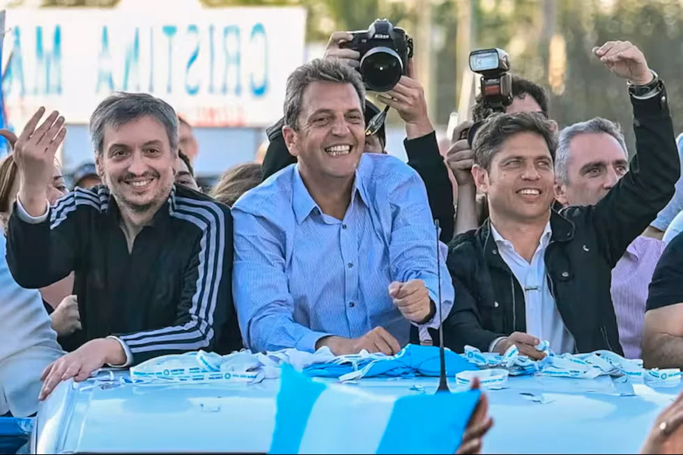 Máximo Carlos Kirchner, Sergio Tomás Massa y Axel Kicillof.