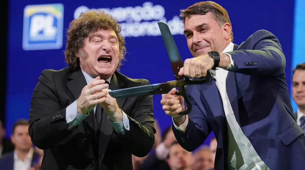 Javier Gerardo Milei y Flávio Nantes Bolsonaro.