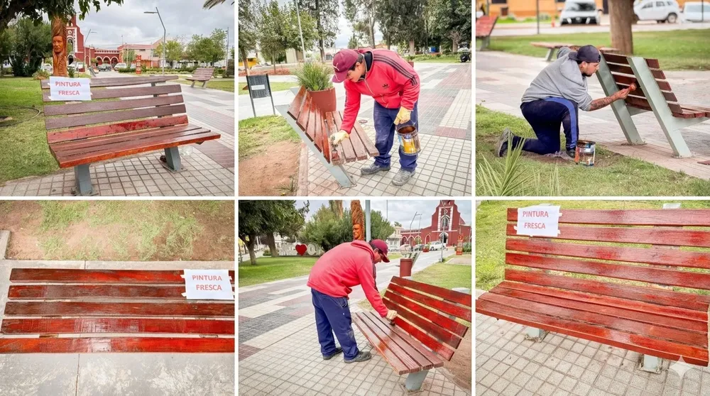 Mantenimiento Plaza Princiapl 25 de Mayo de Tinogasta.