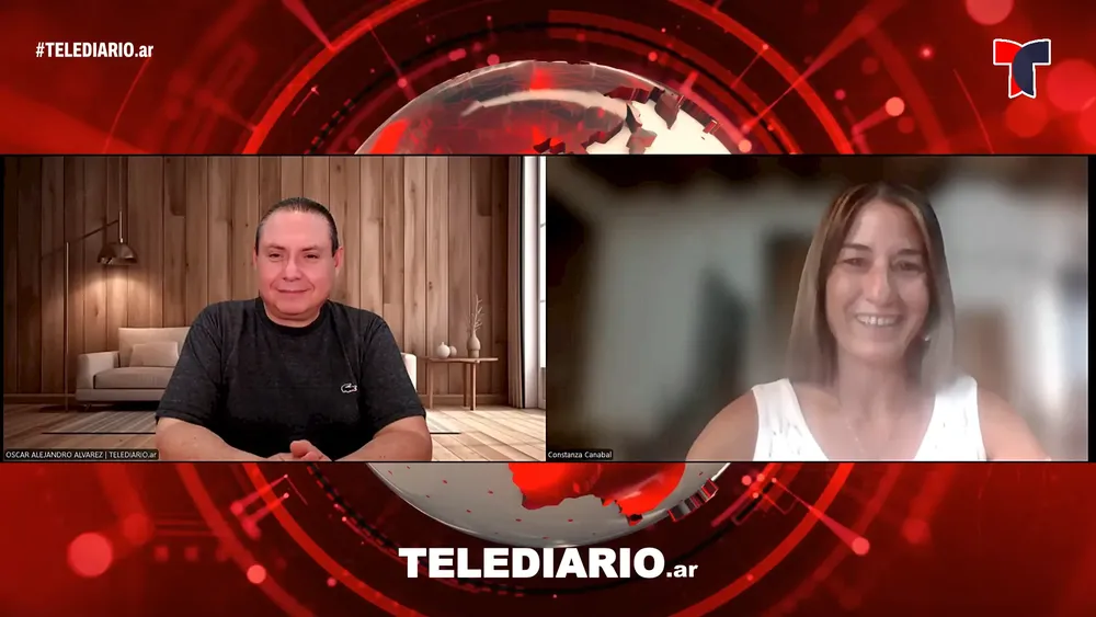 Constanza Canabal mano a mano con Oscar Alvarez en Telediario. 