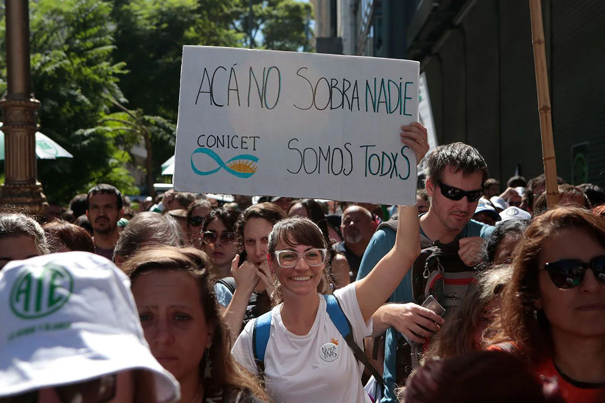 Marcha de científicos del CONICET.