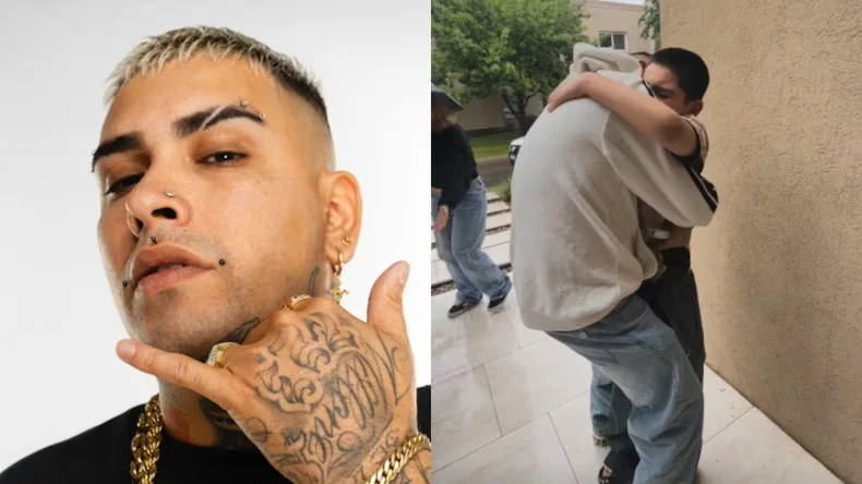 Simón Natanael Alvarenga (Callejero Fino) junto a su hijo. 